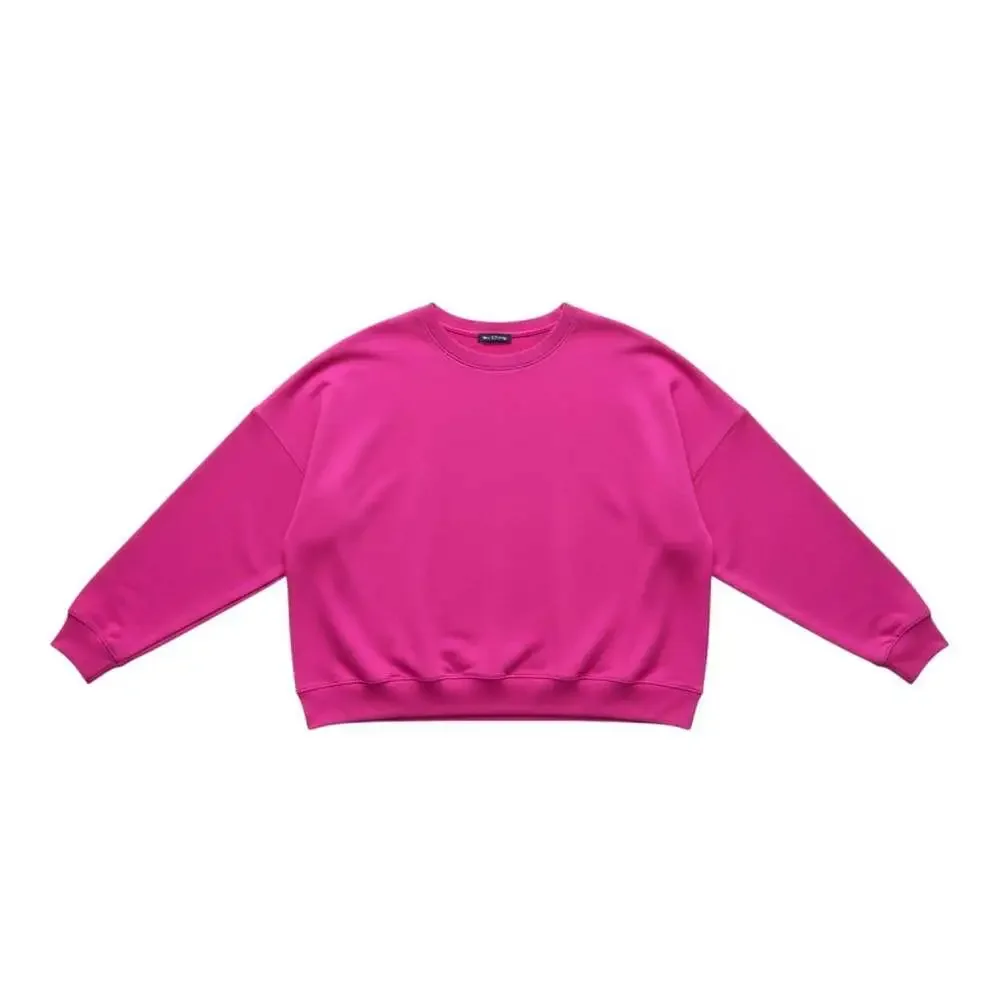 Eileen Fisher Magenta Boxy Pullover Top Large TENCEL Lyocell Crew Neck